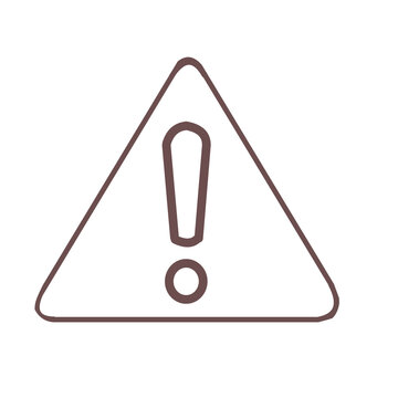 Warning sign line icon illustration. Hand drawn triangle outline with exclamation mark isolated on white background.