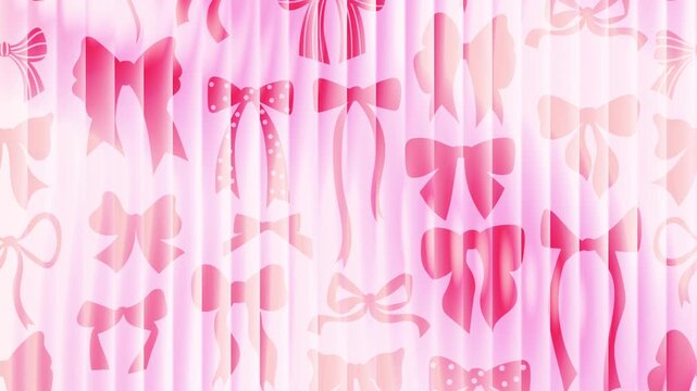 Pink bow pattern with motion gradient background. Whimsical decorative feminine backdrop. For promotion, campaign, social media, banner etc.