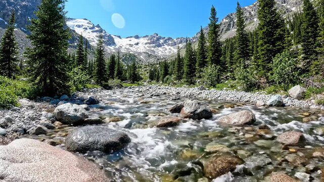 Mountain River Flowing Over Stones 202608260130 - Generative AI 4K Stock Footage