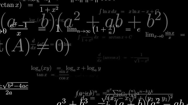Real Mathematical Formulas 3D Animation Loop for Education and Science