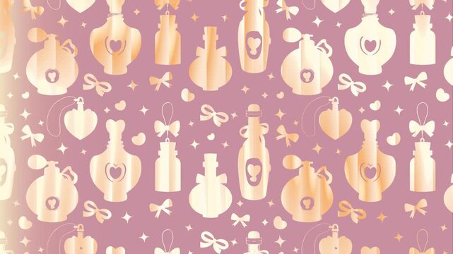 Whimsical retro perfume motion pattern background. dreamy feminine vanity backdrop. For promotion, campaign, social media, banner etc.