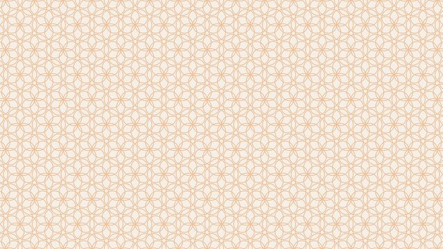 Peach overlapping circle flower pattern with quatrefoil outline motifs on cream ivory background for wallpaper design