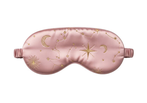 Pink silk sleep mask isolated on transparent background