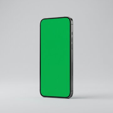 A modern smartphone with a vibrant green screen stands ready for customization, symbolizing endless digital possibilities.