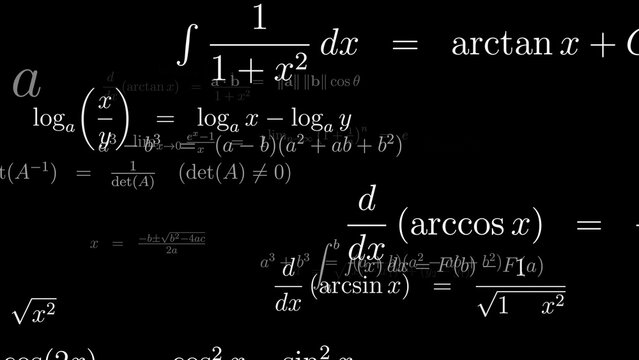 Applied Mathematical Formulas 3D Illustration for Science and Education