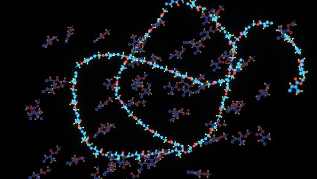 Polymer Chain and Monomers 3D Illustration for Chemistry and Materials Science