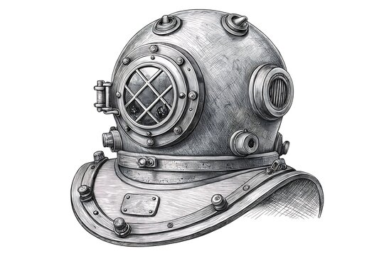 Vintage diving helmet with cross-shaped window