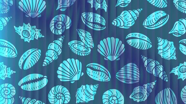 Whimsical coastal pattern with motion gradient background. For banner, wallpaper, promotion
