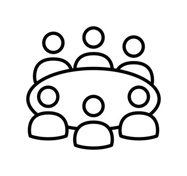 Team meeting boardroom conference collaboration discussion corporate workers group round table office icon
