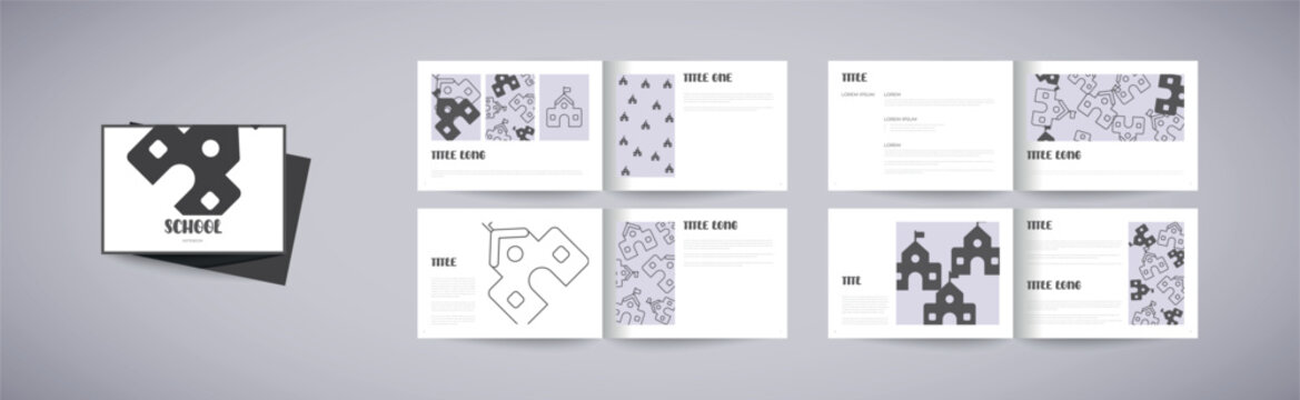 School brochure horizontal design template layout. School text.