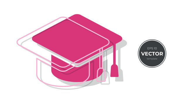 Colorful modern style graduation cap logo design template.