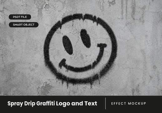 Spray Drip Graffiti Logo And Text Effect Mockup