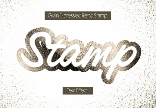 Grain Distressed Retro Stamp Text Effect