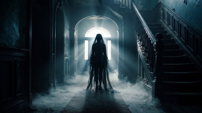 Mysterious Ghostly Figure in a Haunted House - Helloween - AI Generated