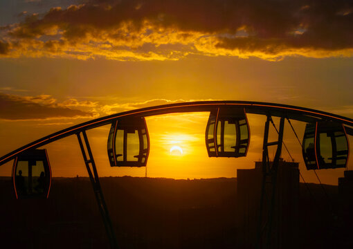Partial Solar Eclipse Over Gdansk, Poland, Aerial Drone View