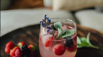 Fresh berries and flower infused drink © Sher
