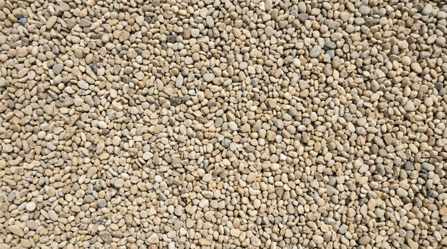 Overheard angle of miniature neutral toned pebbles arranged in uniform pattern Detailed arrangement of tiny smooth rocks creating a coarse geological surface background gravel stones pebbles