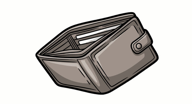 A brown leather wallet that is completely empty and open on a white background with position against plain