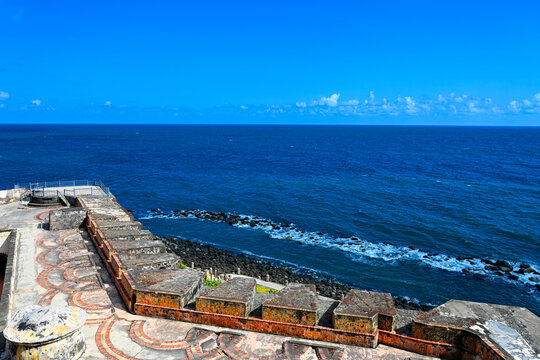 view from the San Cristobal del Morro to the sea. Old San Juan, PR.