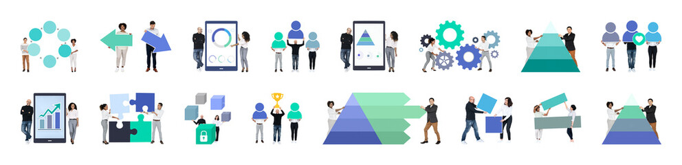 Obraz na płótnie Canvas PNG Teamwork business strategy illustration on transparent background