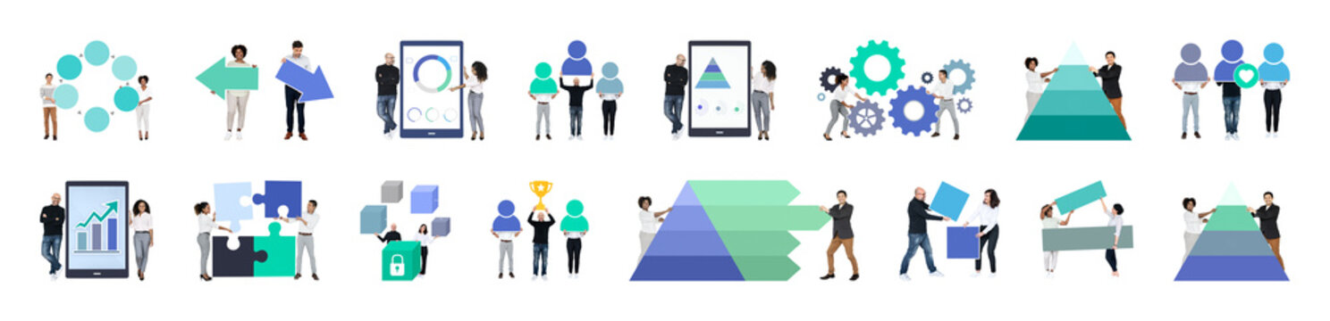 PNG Teamwork business strategy illustration on transparent background