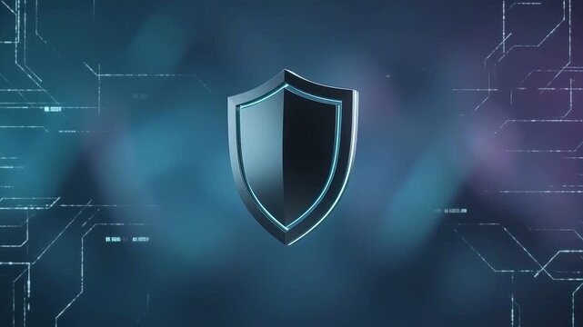 Digital shield icon symbolizes robust cybersecurity, data protection, and online safety within a high-tech circuit background.