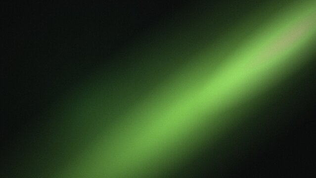A diagonal, soft-focus beam of bright lime green light cutting through a dark, grainy black background, with subtle texture effects