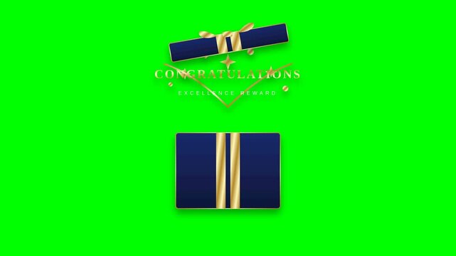 Elegant congratulation card with a gift box on a bright green background.