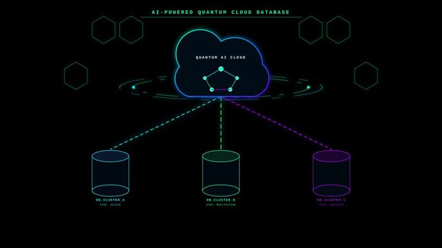 Illustration of a cloud computing system showing data flow between cloud and multiple servers.