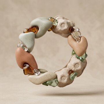 abstract circular economy and sustainable materials 3d sculpture concept - ai generated