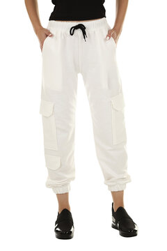 Woman wearing pants in a white studio for e-commerce fashion