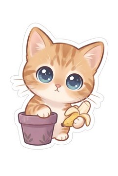 Chibi cat character isolated on white background, cute pet concept