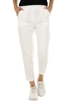 Woman wearing pants in a white studio for e-commerce fashion