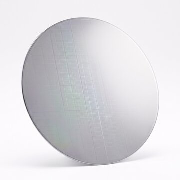 modern silicon semiconductor wafer disc with integrated circuits isolated product illustration - ai generated