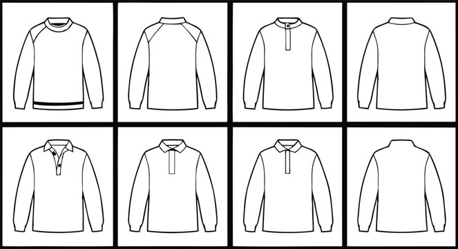 Technical fashion of long sleeve shirts and polo apparel clothing