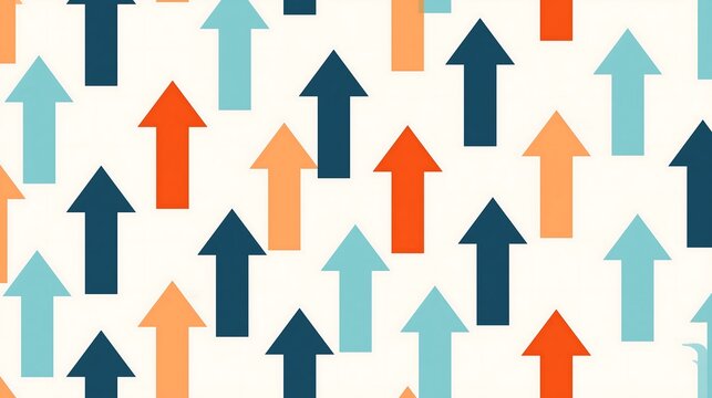 Arrows seamless pattern pointing upwards representing growth, success, and progress with colorful modern design elements
