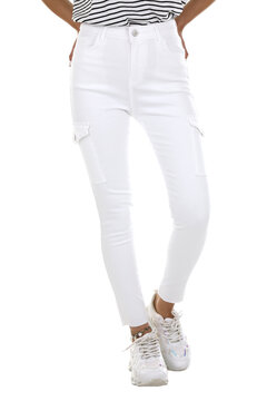 Woman wearing pants in a white studio for e-commerce fashion