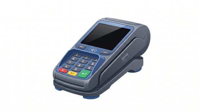 Modern Payment Terminal POS Machine Vector Illustration Isolated on White Background