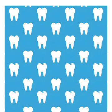 Minimalist Blue and White Seamless Tooth Pattern for Dental Care