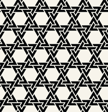 Vector seamless pattern. Modern geometric print. Repeating abstract background. Striped triple triangles. Bold geometric surface design.