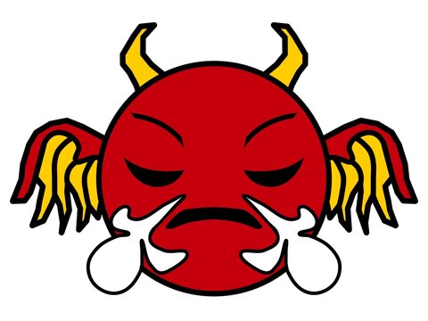 Angry Red Devil Cartoon Character with Furious Expression
