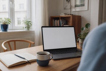 Naklejka premium Authentic hybrid work setup in a sunlit home office