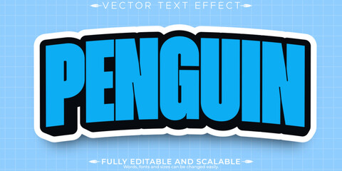 Penguin text effect, editable blue and playful text style © QuillArtistry