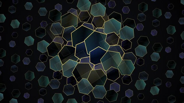 Geometric patterns with hexagons and lines.