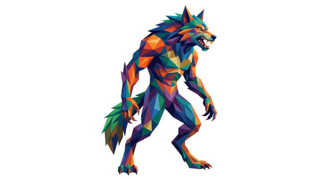 Low Poly Geometric Werewolf Illustration