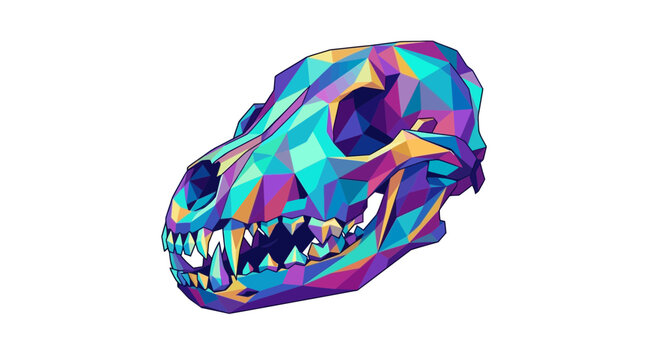 Low Poly Geometric Wolf Skull Illustration