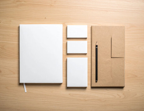 White paper stationery envelope notebook pencil