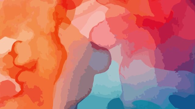 Red, orange and blue abstract block watercolor pattern in motion.