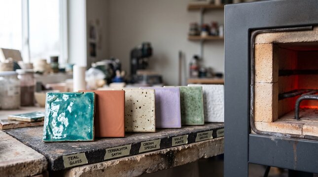 Fired glaze tiles reveal texture and color for material teams