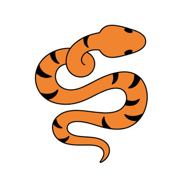 Orange snake with black stripes cartoon